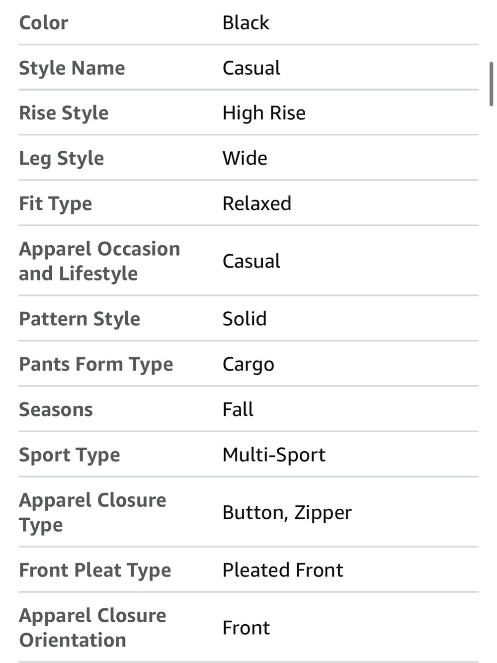 Amazon Wide Leg Cargo Pants - Black - Picture 4 of 9